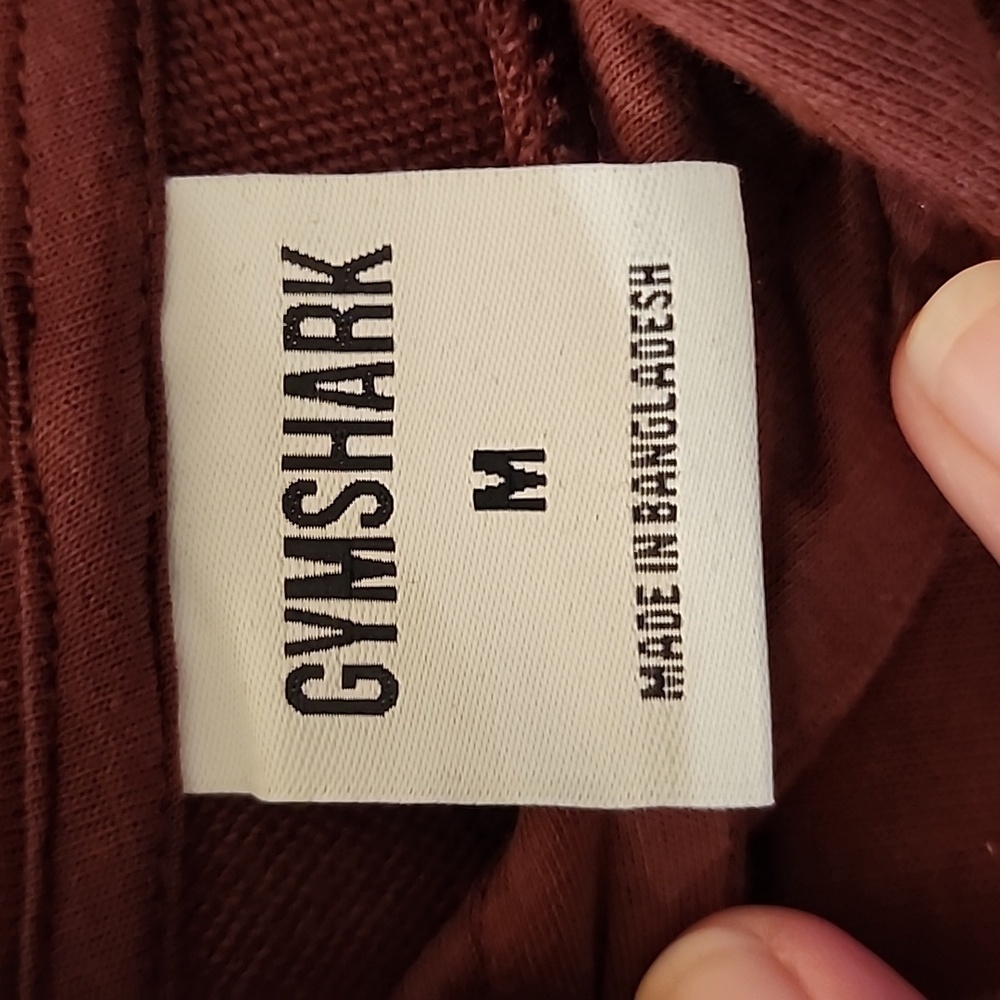 Gym Shark cropped hoodie color brown/white size M PTP 22 in. Length 17 in - Picture 4 of 5
